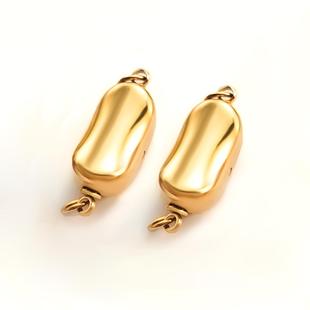 304不锈钢精抛光元宝扣豌豆插棒扣炉内真空电镀珍珠项链扣diy配件