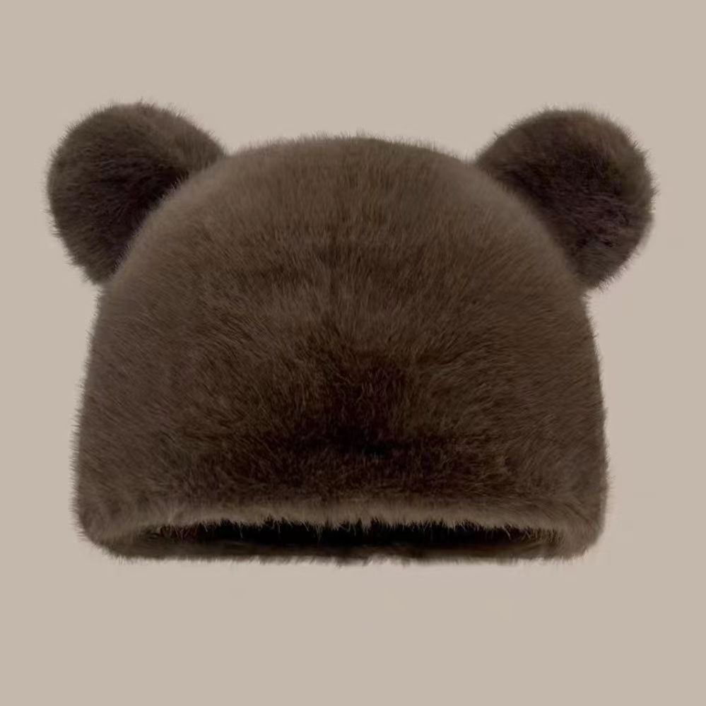 2024新款男女成人款可爱小熊时尚冬季毛绒耳朵洋气帽子