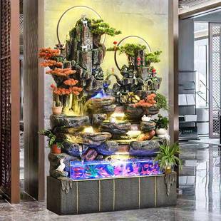 BOP大型假山流水水喷泉循落地鱼缸客厅玄关风高山环水开业轮招财