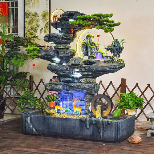 大IUP型花假山流喷泉厅园庭院加湿造景装饰露台水客鱼池落地山水