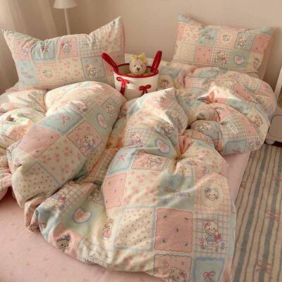 2RKA5款isn全棉小0清新卡四通印花13372纯棉单2人宿舍三件套双人