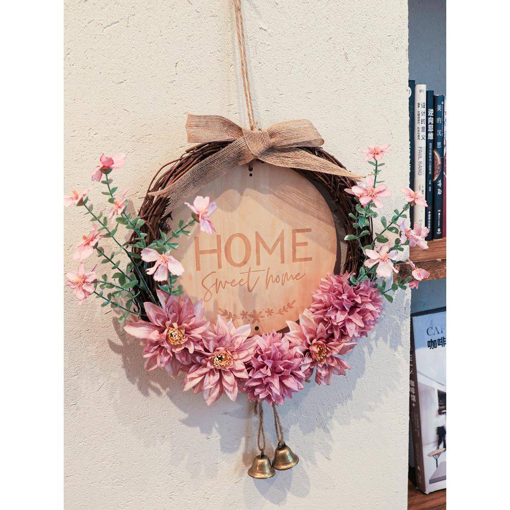 家居MWI花环温馨门饰挂牌店饰客厅软仿真花装墙面挂件铺创装意吊