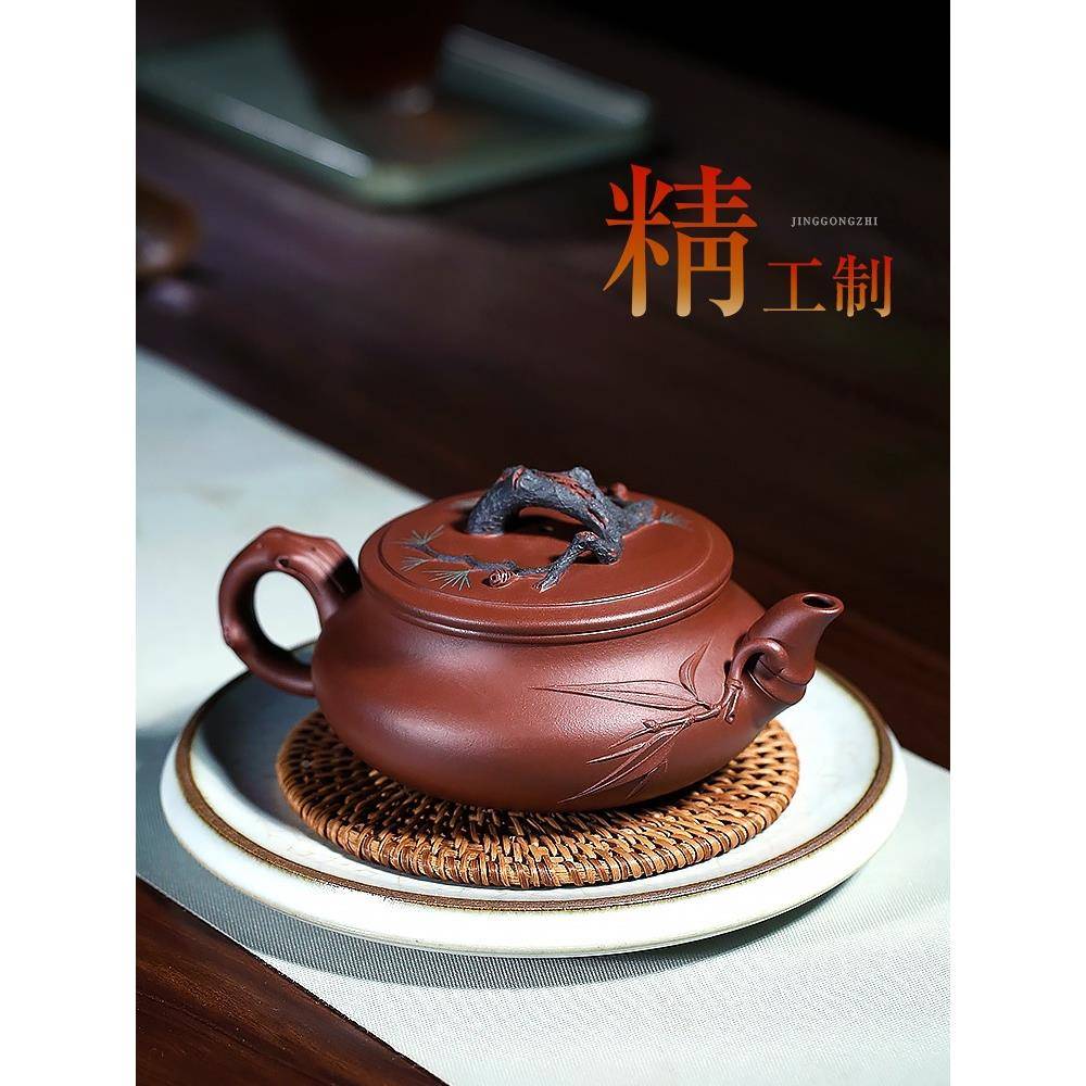 AF87MJ68SL宜具兴紫5砂壶紫泥纯全手工岁寒友泡茶壶三紫砂茶套装