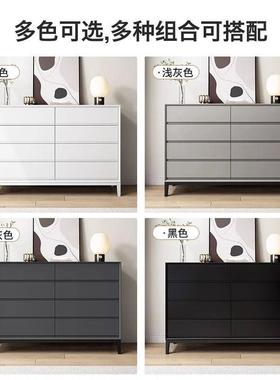 意式极实木八斗柜卧室床尾柜WKK墙轻奢黑色家纳用客厅靠抽简屉收