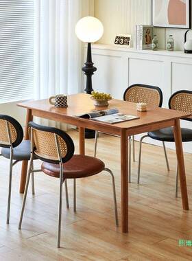 中桌古编XB102127藤餐椅家用加厚木靠背实网红民宿休闲椅复古椅法