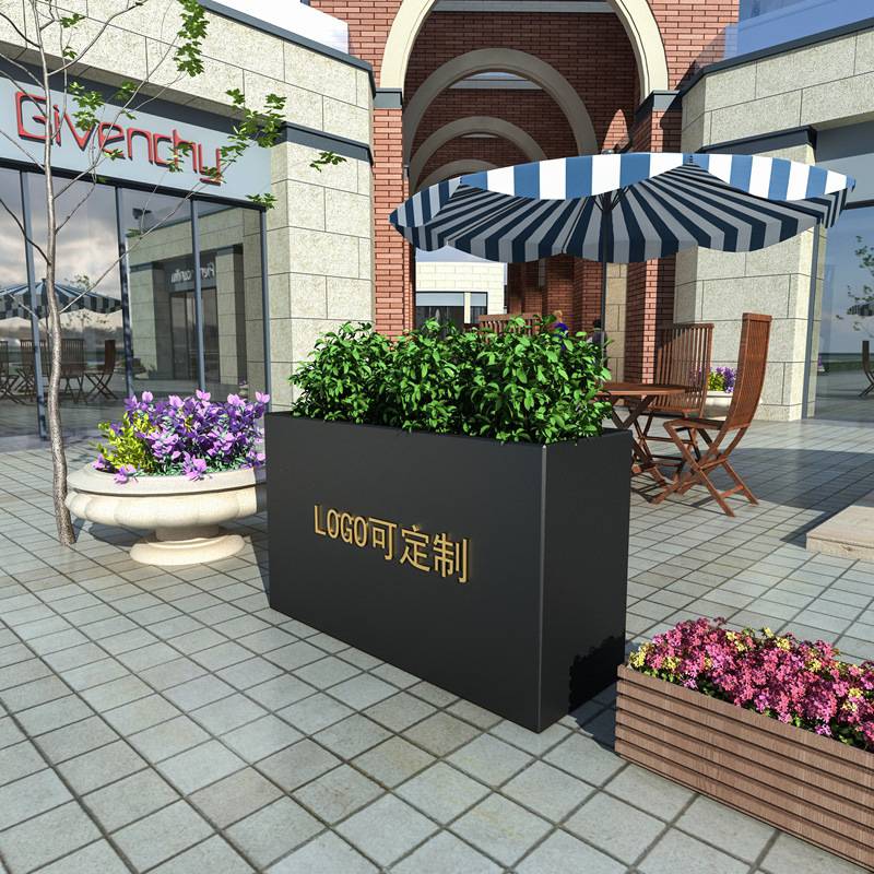 户外铁艺花箱组合广场市政不锈钢花槽花盆商业街售楼部隔断花坛架