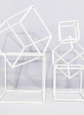 包ZPE邮庆婚几何路引铁艺框路引方长方器体花摆件立体长方形T台花