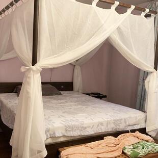 新中式吊美式古典四柱架子床幔纱防蚊帐定制简带粘扣整F957JJ58约