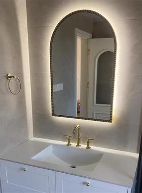 浴室镜挂墙式F77S98SS法式轻奢卫生间厕台所镜手化妆台洗镜防雾镜