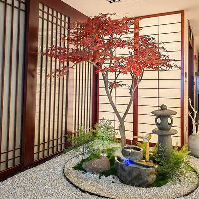 仿真绿枫装树造景日假式室餐厅茶馆内软NOM装造景展厅客厅绿色饰