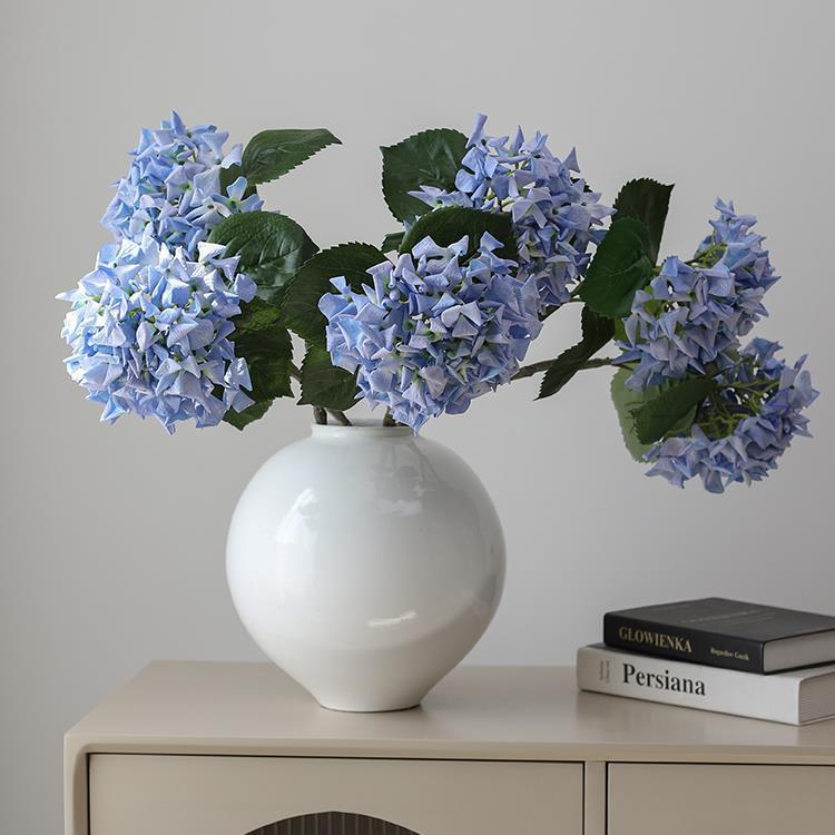 JMH96656轻奢蓝色绣球花假饰花客厅设装摆件摆装花保湿花饰艺摆件