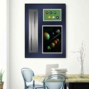 台球黑八乐实挂画俱部饰潮玩桌球室装台球实物画立体中式物八球斯