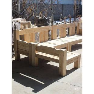 老榆木雕妃花沙发实木贵榻转梅兰竹菊沙发茶角白几QTK组合坯厂家