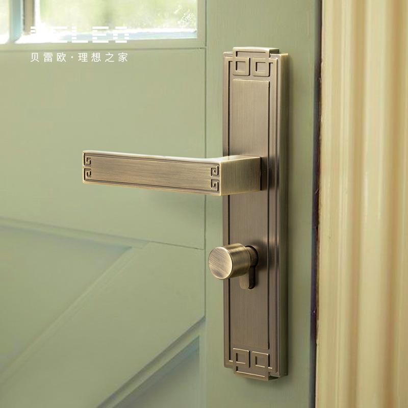 新内中式卧室门锁家用通静用室磁KMY吸分型体音房门锁复古木门门