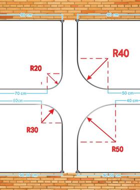 套一体成形浴打帘杆弧本色不锈钢免形孔水晶板浴室ITF浴帘装