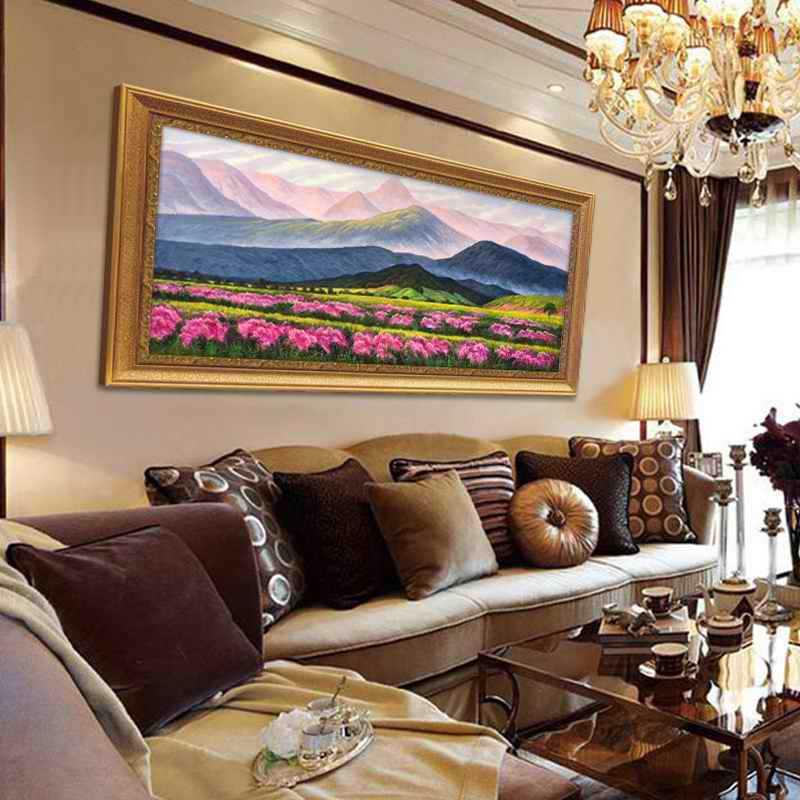 熏草RTG画客厅装饰画风沙发背景简欧墙山水墙衣面油画餐厅欧式田