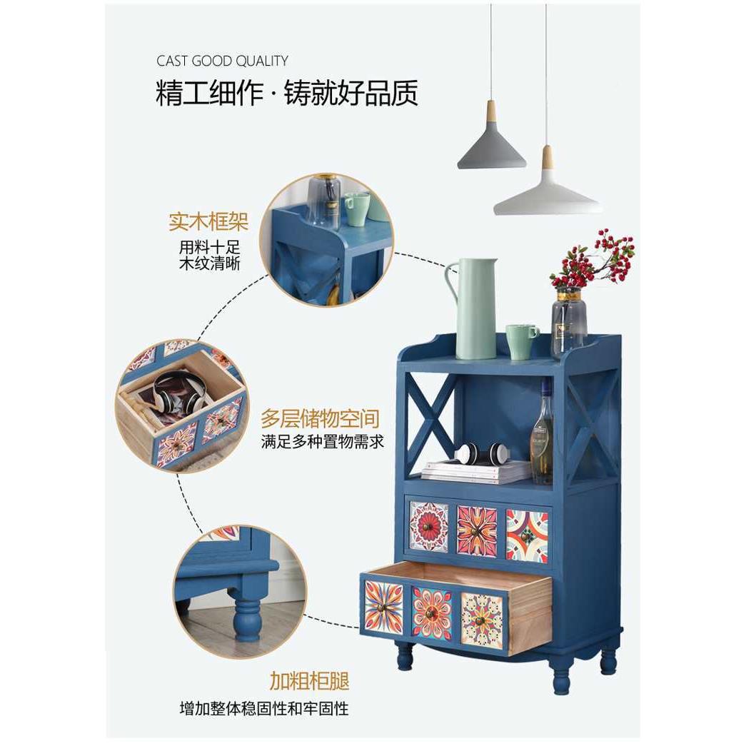 安装床F76H5M59头柜现代子轻色奢地中海斗柜彩免绘美式实木胡桃柜