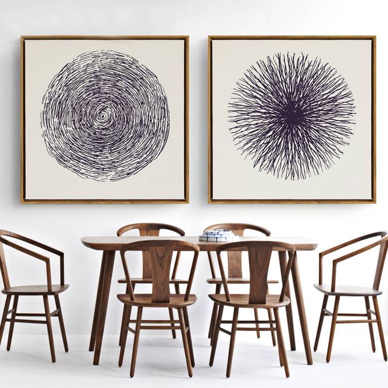 新中式禅意客厅装饰画年轮餐厅壁画玄关挂画有框画墙上室内抽象画图片