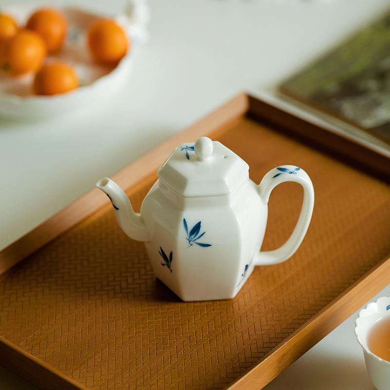 昌花朴居纯绘蝴蝶兰茶壶家用中式陶瓷功夫小瓷壶CH-00336泡茶器带