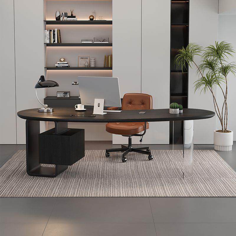 实木老板985桌裁办公室电桌工作台家用书桌轻总现代脑感奢一字形