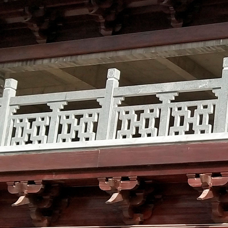 汉白玉镂空古铜钱石栏杆15*15柱