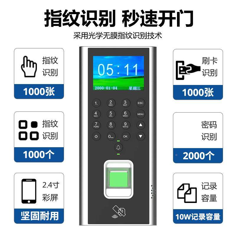 指码考勤门纹禁卡一体机ID门禁办公密室GLW玻璃门电插锁磁力锁门