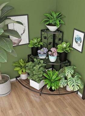 轻铁艺架多层室内花花盆架子阳绿萝花架花台几客厅三奢132168角花