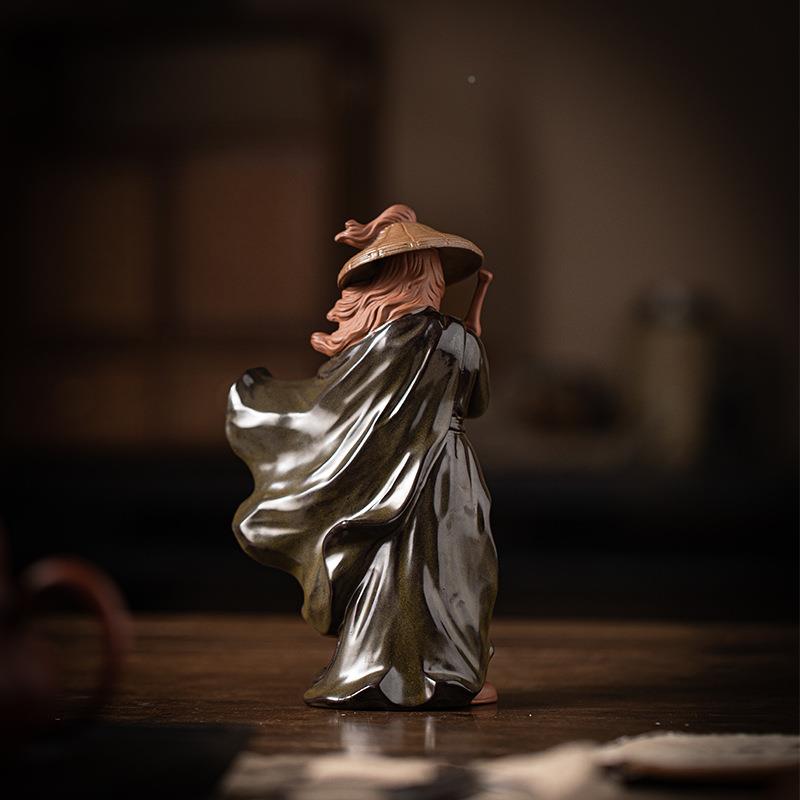 水江故人风侠客小摆件假湖山陆缸微景观盆STV景造景陶瓷人物装饰