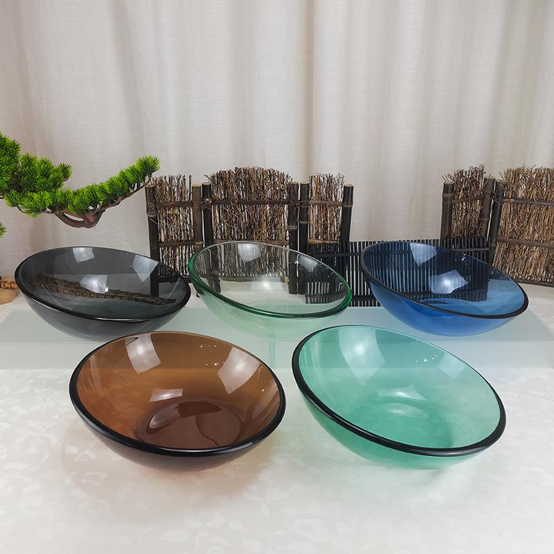 玻璃酒店早自沙助餐厅器餐皿凉菜水果盘F75S7HM7展用示盘斜口碗拉