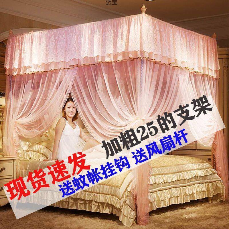 蚊帐新款2025三NHF开门密落地加室粗支架卧宫廷单双人床加家用公