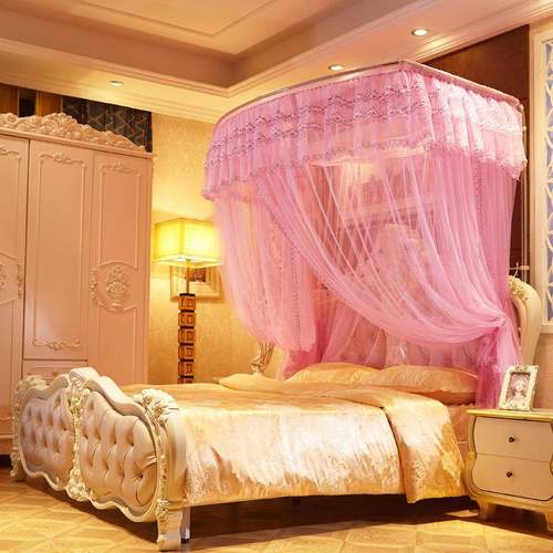 1.DCA8门m伸缩蚊帐U三开宫廷双型人加家用1.5m1.2粗加厚