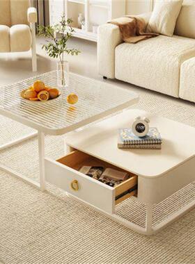 油风茶几厅家用简约轻奢现代岩GXW板爆款客小户型奶伸缩几网红茶