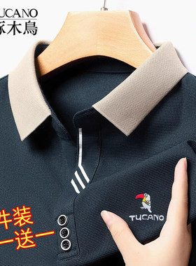 啄木鸟2026新款短袖polo衫男士夏季新款刺绣翻领t恤半袖打底衫男