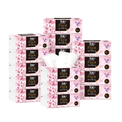 洁柔抽纸锦鲤家用纸巾24包整箱80抽四层厚实卫生纸实惠面巾餐巾纸