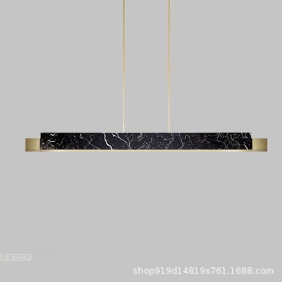 北欧极简轻奢大理石一字长型长条灯餐厅吊灯现代简约客厅岛台吧台