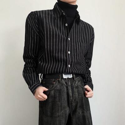 LNCR林下复古灯芯绒条纹长袖衬衫