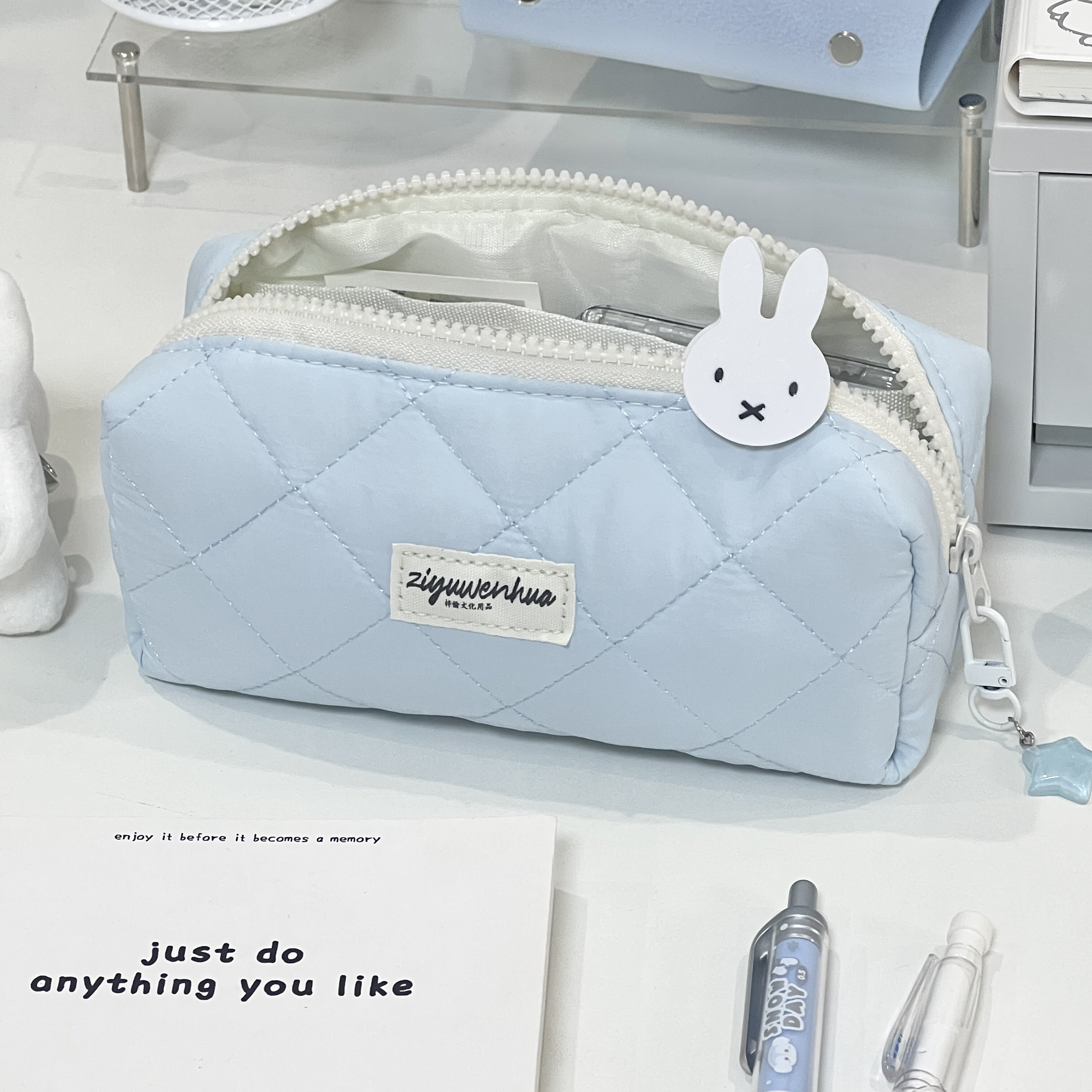 2026新款海盐蓝泡泡笔袋女生ins风简约高颜值铅笔盒大容量文具