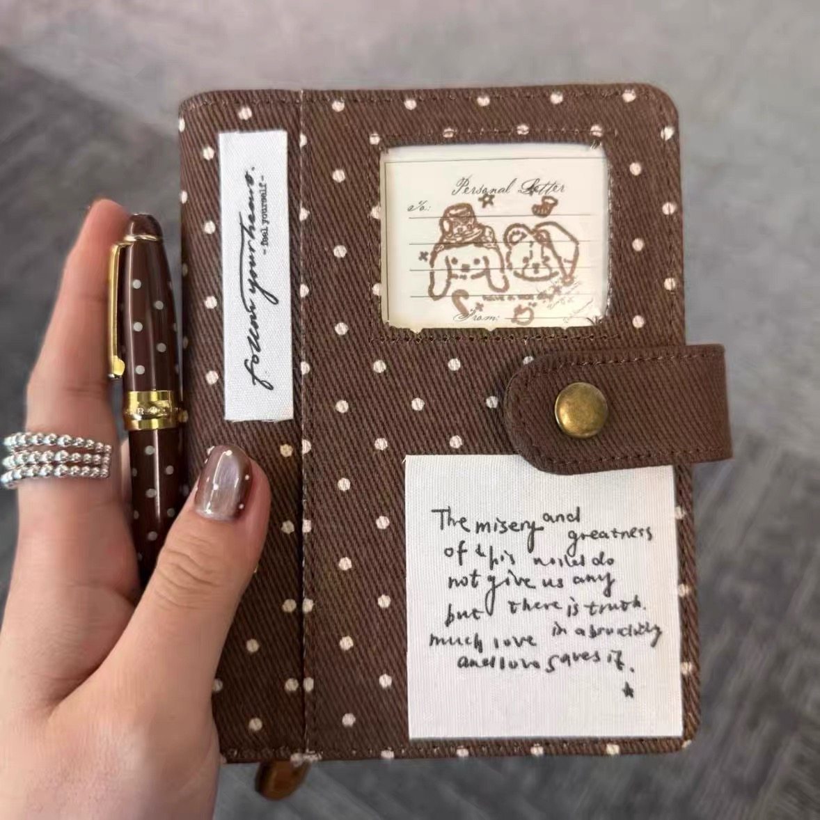 复古棕色波点A6痛窗手账本韩版高颜值女生旅行计划便携活页日记本,文具电教/文化用品/商务用品,手帐/日程本/计划本,淘宝优惠券,粉丝福利购,淘宝优惠卷