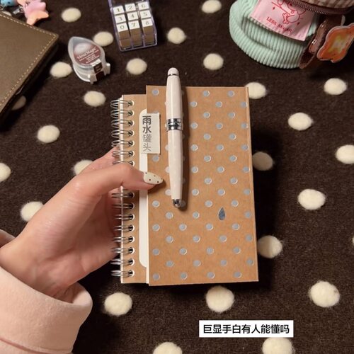 小红书同款牛皮纸波点两银手账本