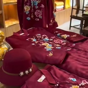 新款高档中老年寿服女双面真丝刺绣七件套高端冲喜百年服全套配齐