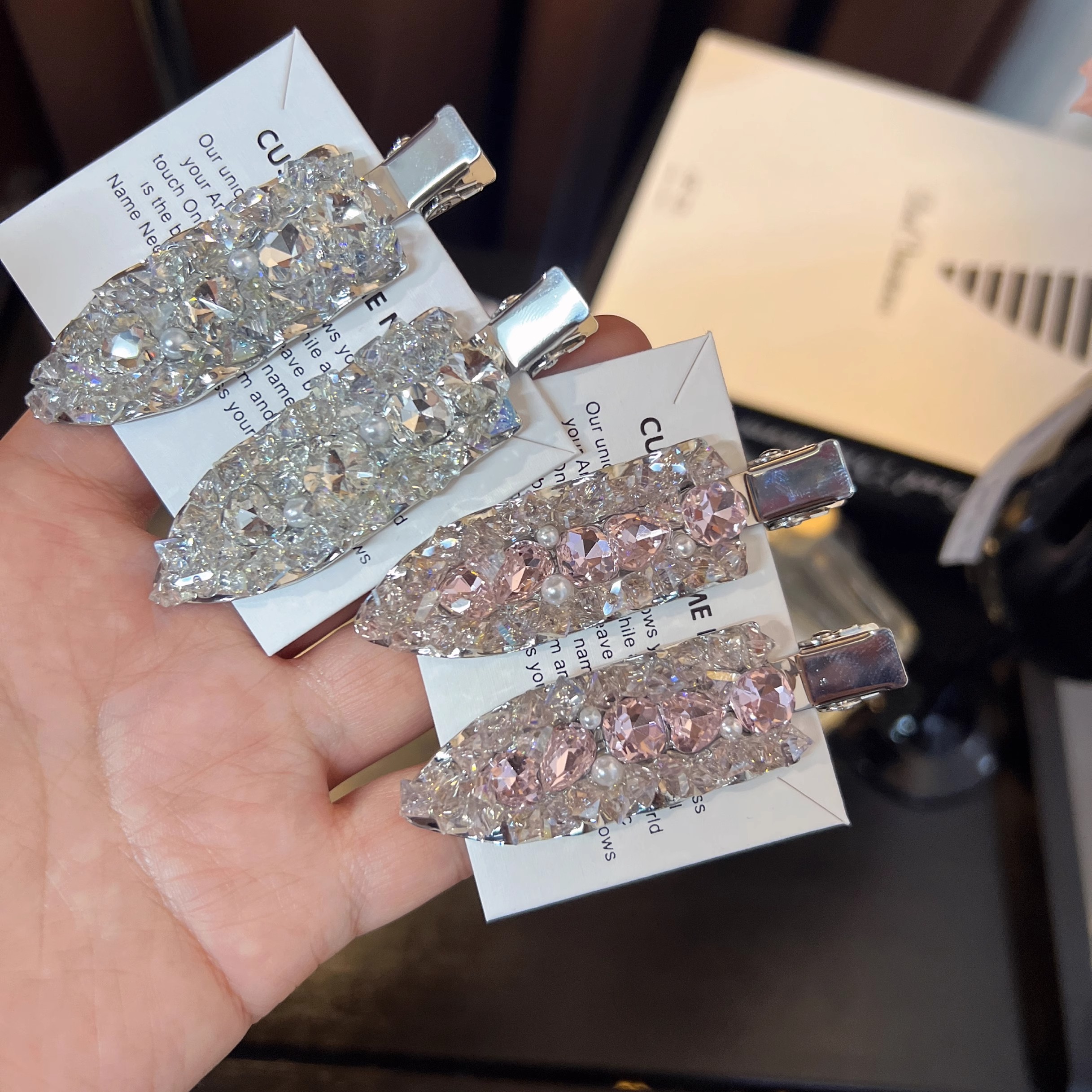 精致水晶无痕夹鸭嘴夹高级感气质侧边夹刘海夹碎发夹韩系发卡发饰