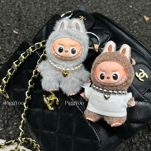 Labubu珍珠爱心吊坠项链娃衣配饰