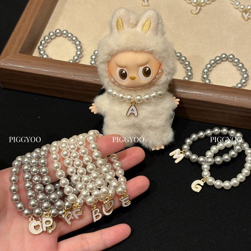 labubu四代字母吊坠施家珍珠项链
