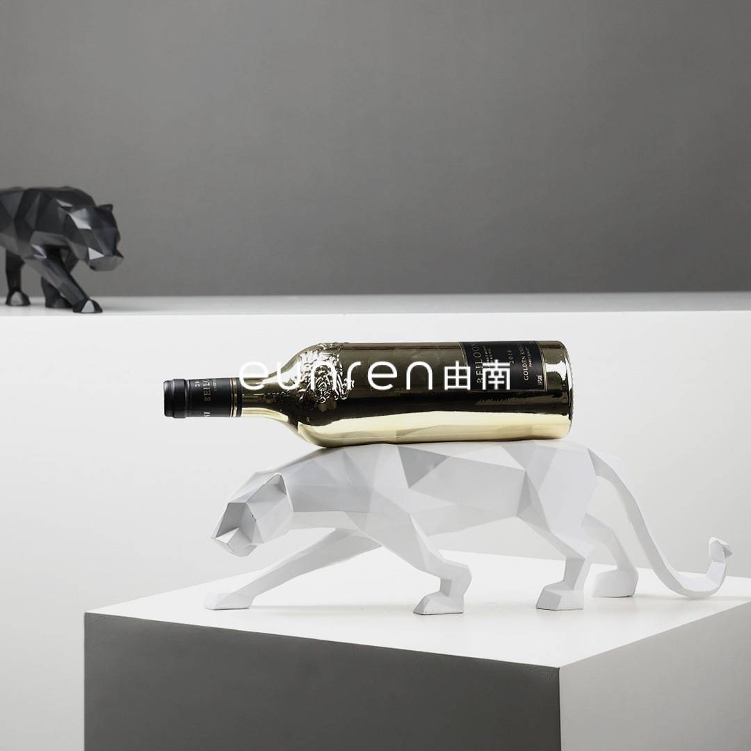 由南创意简约几何切面猎豹红酒架摆件家居客厅酒柜摆设工艺装饰品