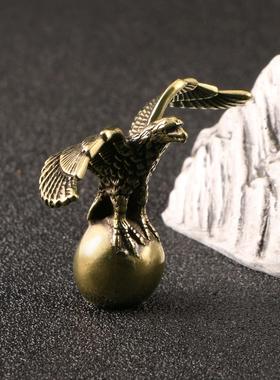 古玩古董古黄铜雄鹰展翅铜器摆件茶宠桌面书房办公室铜工艺品收藏