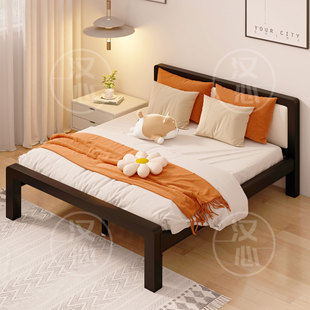 现代简约铁艺1米8双人床家用主卧床架1米5出租房用单人排骨铁架床