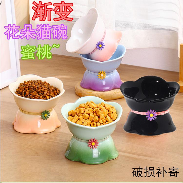 出口网红陶瓷猫咪碗猫碗宠物黑色