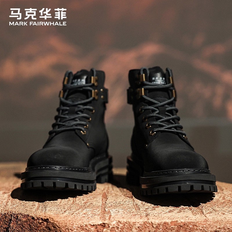 马克华菲马丁靴男冬季加绒雪地靴