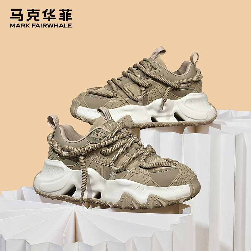马克华菲情侣男女鞋增高运动休闲鞋2025冬季新款厚底潮流老爹鞋男