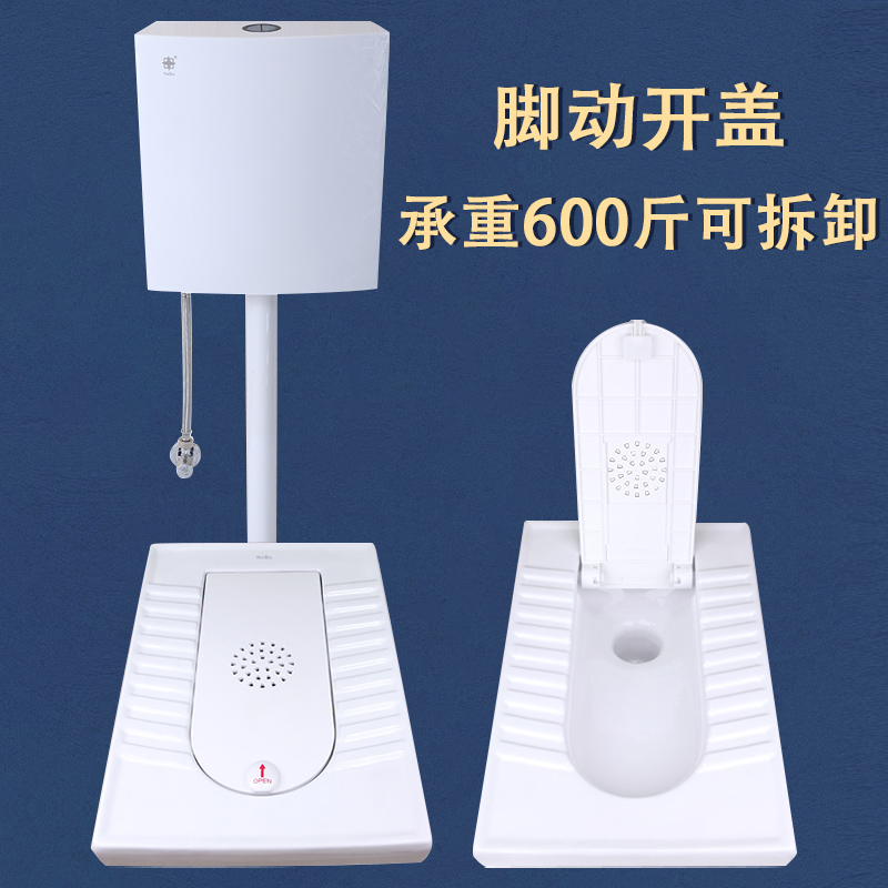 带盖板蹲便器冲水箱整套家用超薄蹲厕蹲坑式蹲便器翻W盖式隐藏水